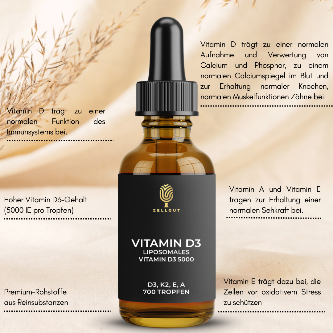 
                  
                    LIPOSOMALES VITAMIN D3 + K2 + A+ E TROPFEN - 700 Tropfen (Familien-Packung)
                  
                